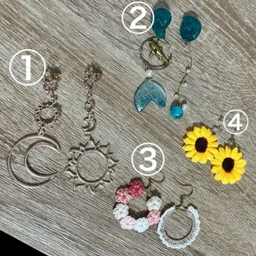 핸드메이드 귀걸이 해바라기 달과 태양 인어 꽃 핸드메이드 귀걸이