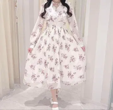 evelyn 오리지널 꽃 롱 op 원피스 긴팔 롱 원피스