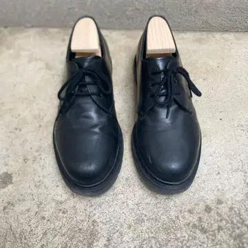 블랙 가죽 캐주얼 슈즈 레이스업