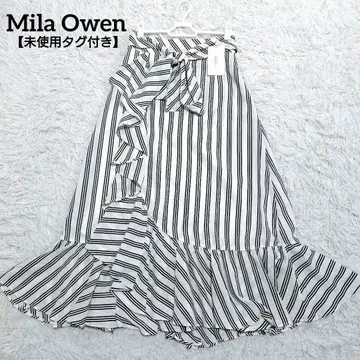 미사용 택 포함 미라 오웬 랩스커트 롱 기장 프릴 스트라이프