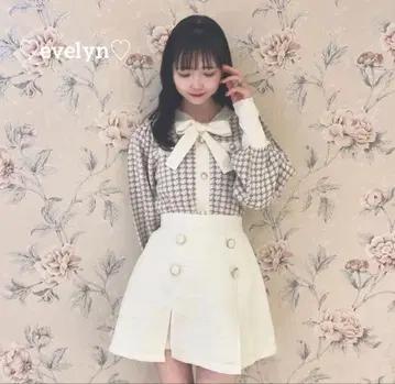 에블린 하운드투스 체크 리본 니트