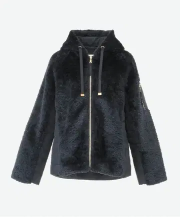 noa-ge 보아 사용 패딩 자켓 별 패턴 퀼팅 후드티 네이비 후드