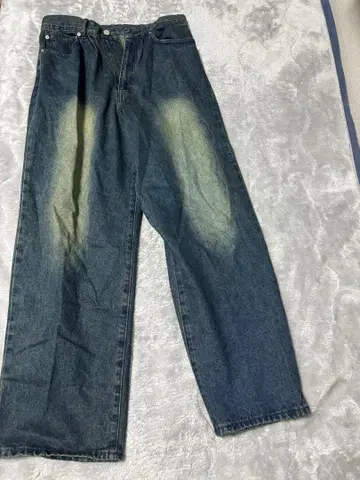 다크 블루 와이드 레그 데님