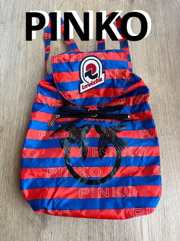 PINKO 이탈리아 수입 스트라이프 나일론 컴팩트 백팩