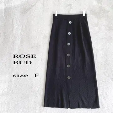 ROSE BUD 블랙 타이트 스커트 프론트 장식 버튼 F 사이즈