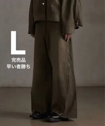 [ GRANCY ] 지퍼 디자인 배기 데님 팬츠 브라운 L 사이즈