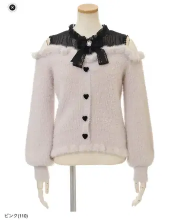 LIZLISA 리즈리사 레이어드 스타일 어깨 트임 니트 핑크 리본 없음