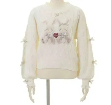 LIZLISA 리즈리사 트윈 버니스 니트탑 화이트