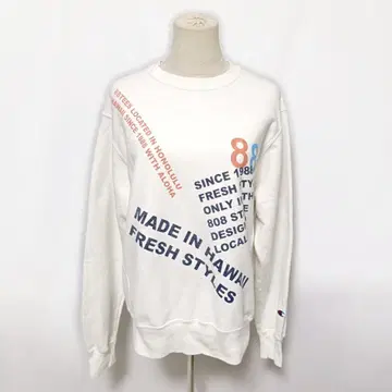 챔피온 리버스 위브 x 88TEES 하와이 한정판 콜라보 맨투맨 화이트