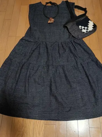 빈티지 원단 서생 무늬 로우웨스트, 티어드 점퍼 스커트