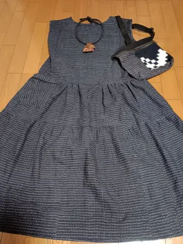 빈티지 원단 서생 무늬 로우웨스트, 티어드 점퍼 스커트