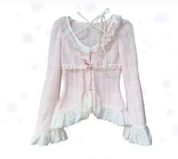 Rose Island 소프트 코튼 드림 핑크 니트 가디건