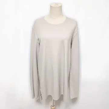 어태치먼트 울 실크 롱 슬리브 T셔츠 3/L 그레이 베이지 계열
