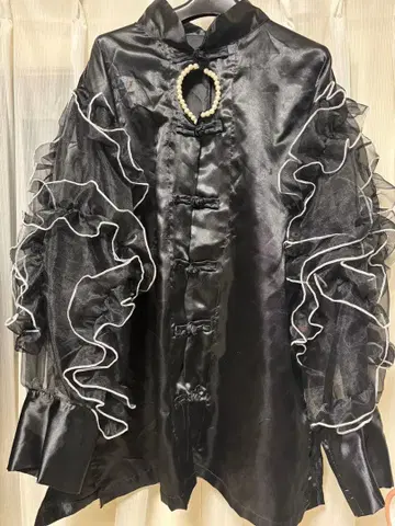 발라크룸 오간자 프릴 소매 차이나 셔츠