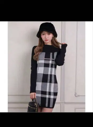 LIP SERVICE 악센트 체크 자카드 원피스