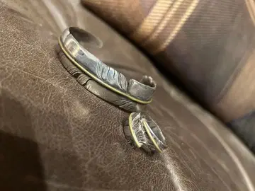 SAAD 페더 실버 925 반지 뱅글 동일 타입 세트 브라스