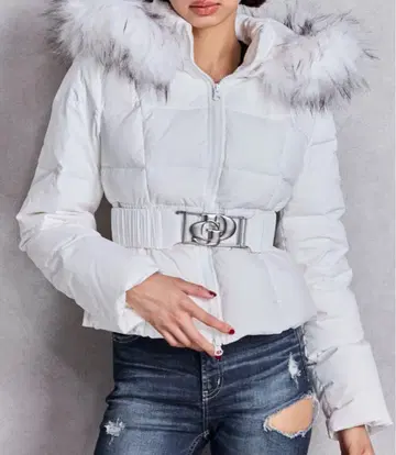 GYDA 인기 화이트 퍼 후드 다운 자켓