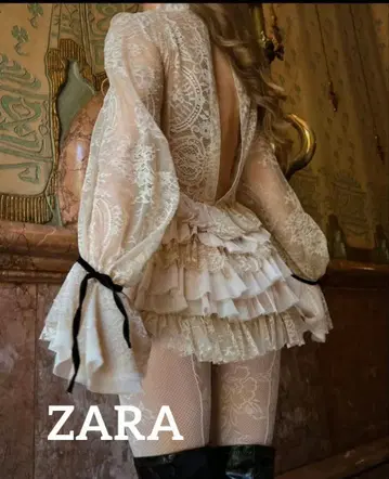 ZARA 일본 미입고 레이스 프릴 상의