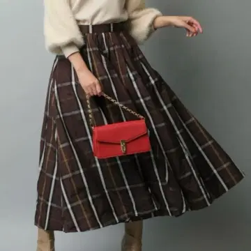 저스길리티 체크 타프타 볼륨 스커트