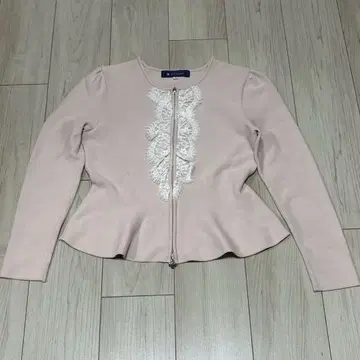 엠즈 그레이시 프론트 레이스 지퍼 가디건 꽃 지퍼 핑크 38