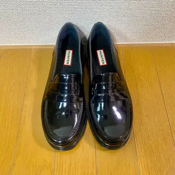 HUNTER 리파인드 글로스 페니 로퍼 레인 슈즈 UK6