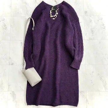 어반리서치 로쏘 알파카 혼방 V넥 원피스 퍼플