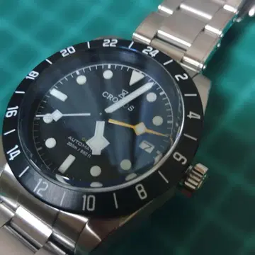 CRONOS 자동 와인딩 시계 블랙 200m 방수 GMT