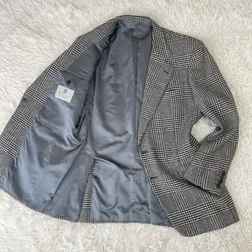 Aquascutum 캐시미어 혼방 트위드 자켓 글렌체크 XL