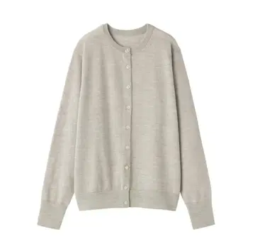 무인양품 워셔블 울 하이 게이지 크루넥 가디건 M 오트밀