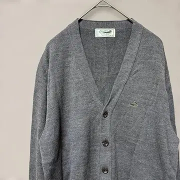 크로커다일 울 믹스 가디건 (M) 심플 그레이 V넥 하이 게이지
