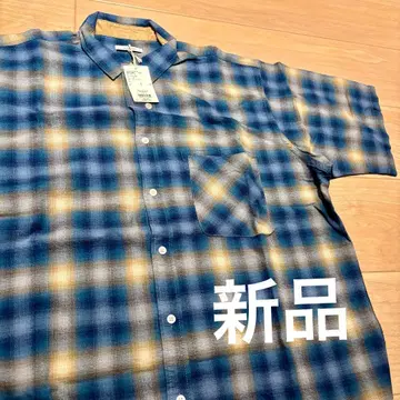 BAYFLOW 모듬 체크 셔츠 반팔 L 블루 면 100%