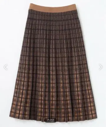 애니팜 플리츠 롱 스커트 자카드 편직 허리밴딩