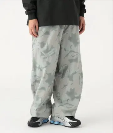 BEAMS 와이드 스트레이트 프린트 지퍼 이지 팬츠 L 사이즈