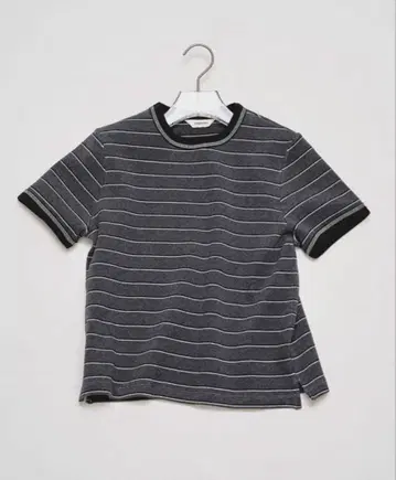 todayful Border Ringer Tee 차콜 그레이