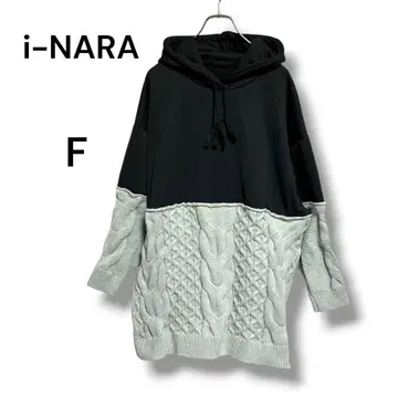 [ 미사용 택 포함 ] i-NARA 니트 절개 후디 풀오버 F 페미닌