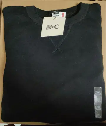 [ 미사용 새상품 ] 유니클로C 스무스 코튼 크루넥 스웨터 블랙 3XL