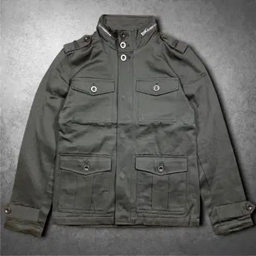 숏기장 블루종 자켓 밀리터리 은색 버튼 M 카키 아메카지 Vintage