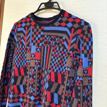 나카가와마사시치쇼텐 기하학 패턴 실크 부드러운 니트