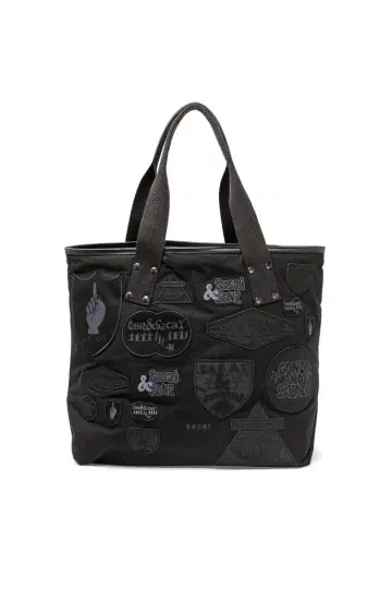 sacai x Gonz 멀티 패치 토트 라지 블랙