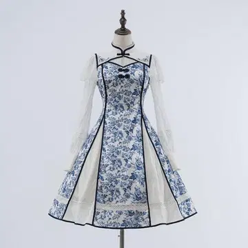 호시바코 Works 청화자 롱 원피스 (파랑)