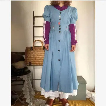 유럽 티롤리안 원피스 데님풍 80~90s