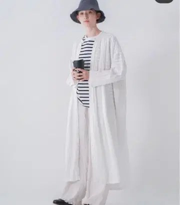 네스트로브 린넨 오우사라시 밴드 카라 셔츠 원피스 nestRobe