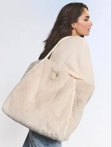 복슬복슬 퍼 토트백 베이지 대용량