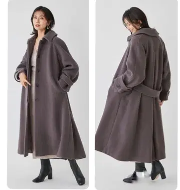 프레이 아이디 발마칸 롱 코트 모카 양모 울 캐시미어 혼방