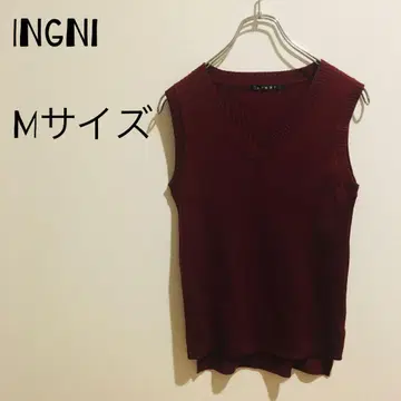 [ INGNI ] 리브 니트 탱크탑 와인 레드 사이드 슬릿 M 사이즈