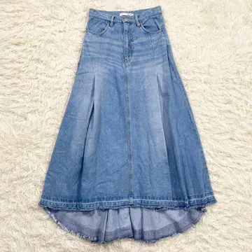 622 [새상품급] 로얄 파티 롱 데님 스커트 프린지 S
