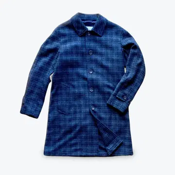 남성용 코트 남성용 울 코트 네이비 다크 블루 체크 무늬 울 코트