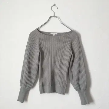 상의 스카이블루 리브 톤 다운 그레이 보트넥 봄 볼륨 슬리브