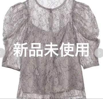 snidel 퍼프 슬리브 레이스 상의