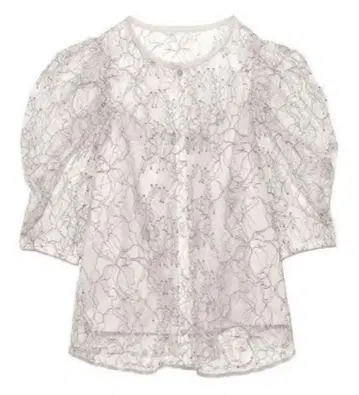 snidel 퍼프 슬리브 레이스 상의